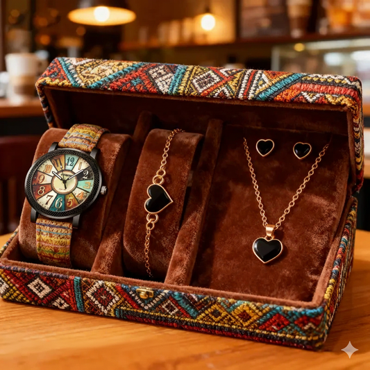 5Pcs Women’s Luxury Jewelry & Watch Set MUVAYA