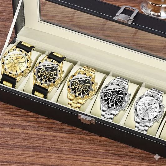 Men's Fashionable Simple Mixed Scale Three Eye Dial Quartz Watch MUVAYA