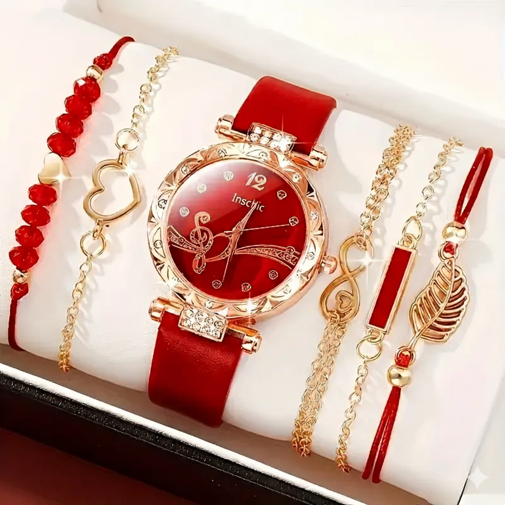 6pcs Women’s Watch Set – Elegant Quartz Watch with Accessories MUVAYA