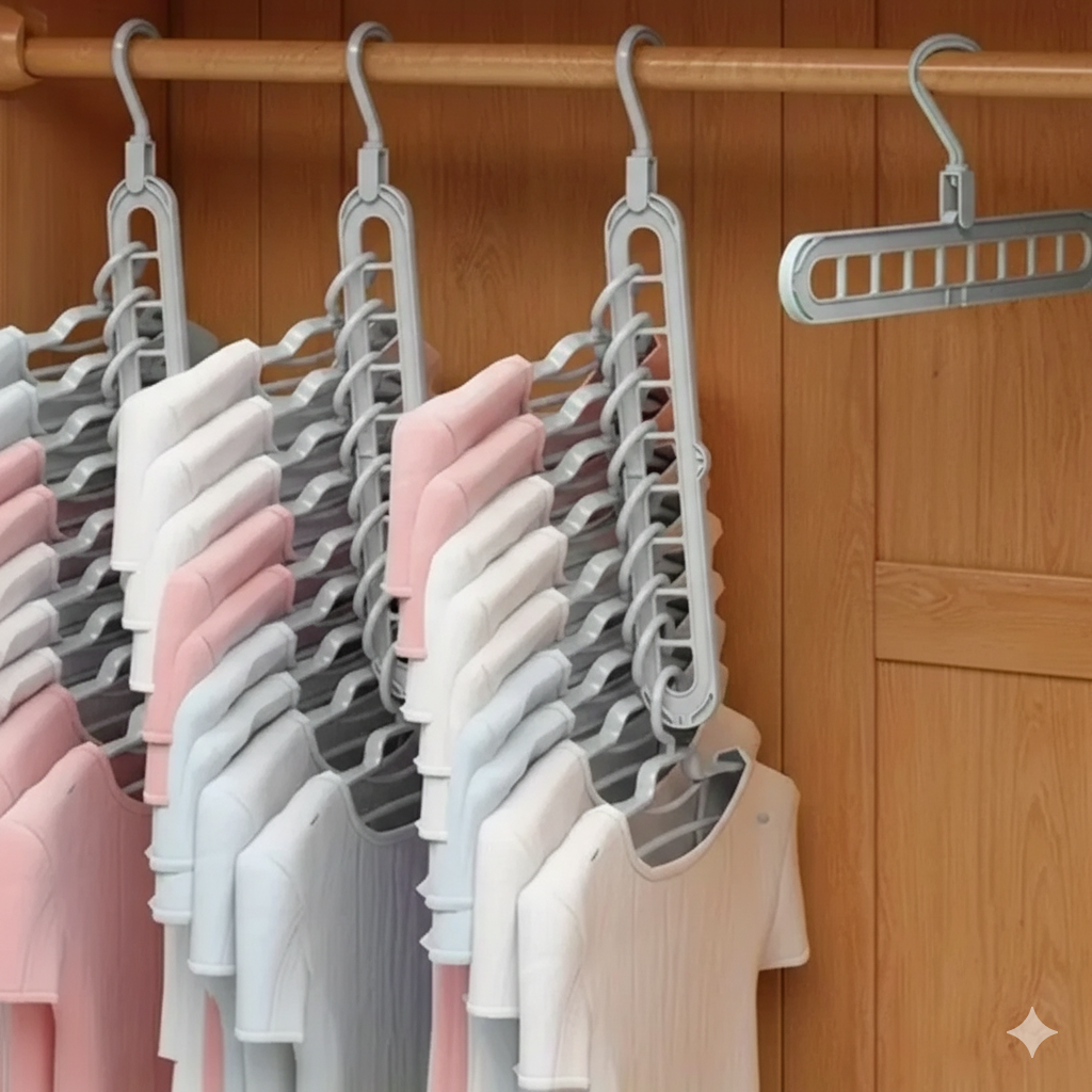Heavy-Duty Plastic 9-Slot Foldable Hangers MUVAYA