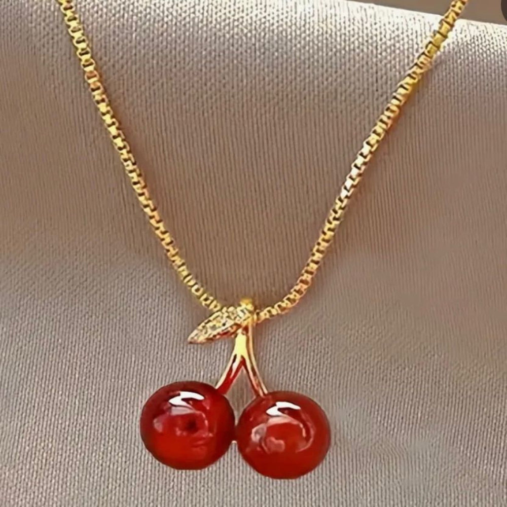 Red Cherry Pendant Necklace MUVAYA