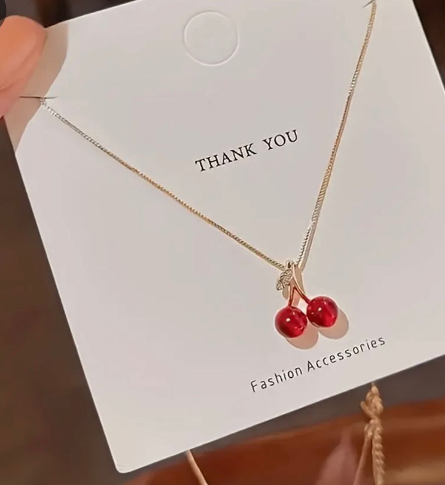 Red Cherry Pendant Necklace MUVAYA