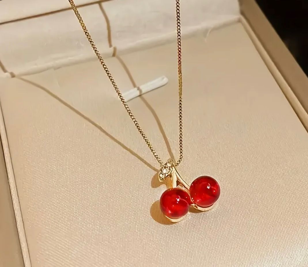 Red Cherry Pendant Necklace MUVAYA