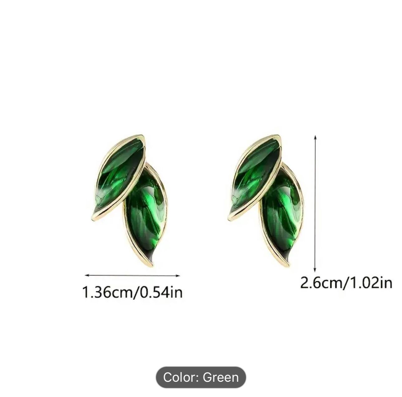 Green Leaf Vintage Stud Earrings MUVAYA