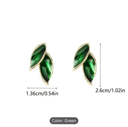 Green Leaf Vintage Stud Earrings MUVAYA