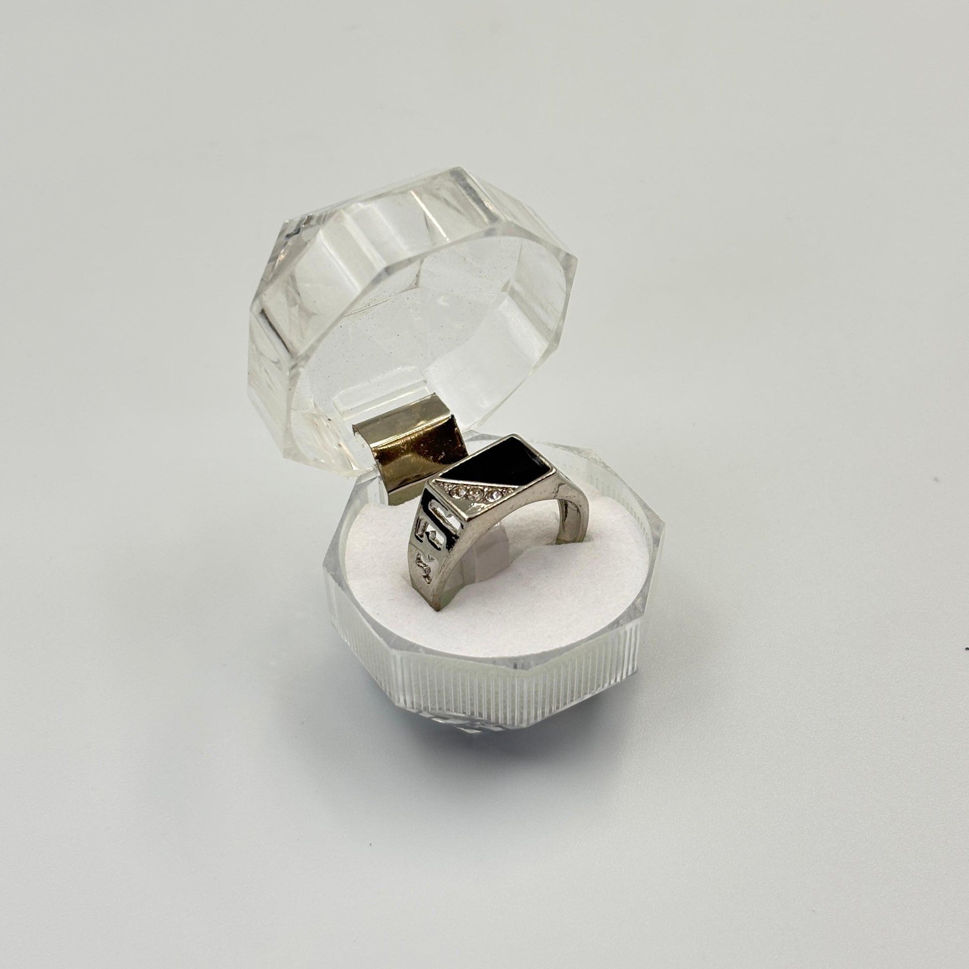 Mixed Retro Punk Black Enamel Square Rings for Men And Women MUVAYA