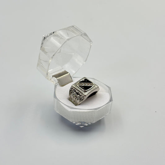 Mixed Retro Punk Black Enamel Square Rings for Men And Women MUVAYA