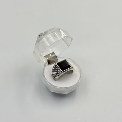Mixed Retro Punk Black Enamel Square Rings for Men And Women MUVAYA