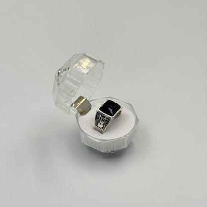 Mixed Retro Punk Black Enamel Square Rings for Men And Women MUVAYA