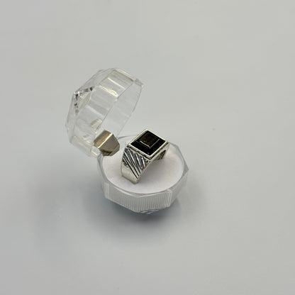 Mixed Retro Punk Black Enamel Square Rings for Men And Women MUVAYA