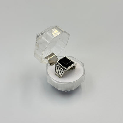 Mixed Retro Punk Black Enamel Square Rings for Men And Women MUVAYA