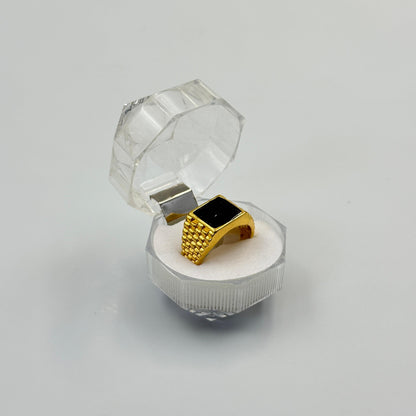 Mixed Retro Punk Black Enamel Square Rings for Men And Women MUVAYA