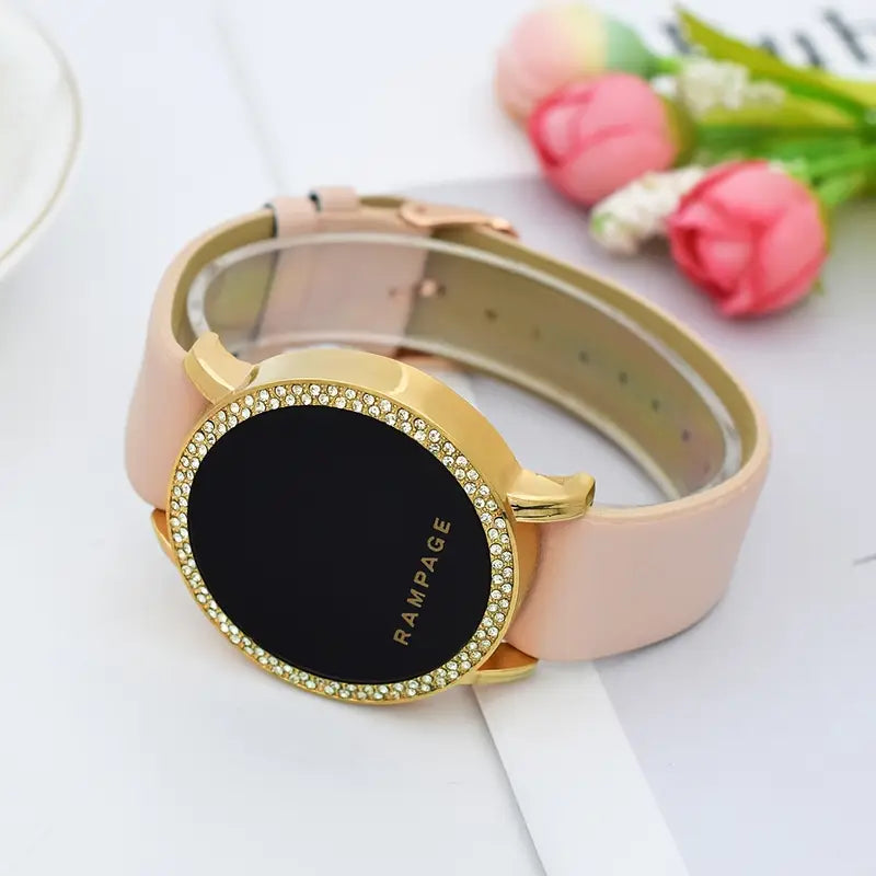 Round Smart Watch PU Leather Strap MUVAYA