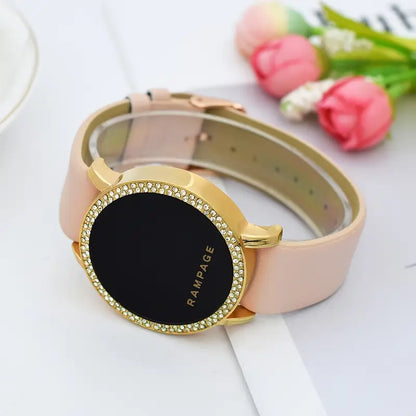 Round Smart Watch PU Leather Strap MUVAYA