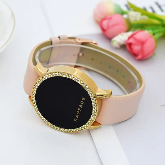 Round Smart Watch PU Leather Strap MUVAYA