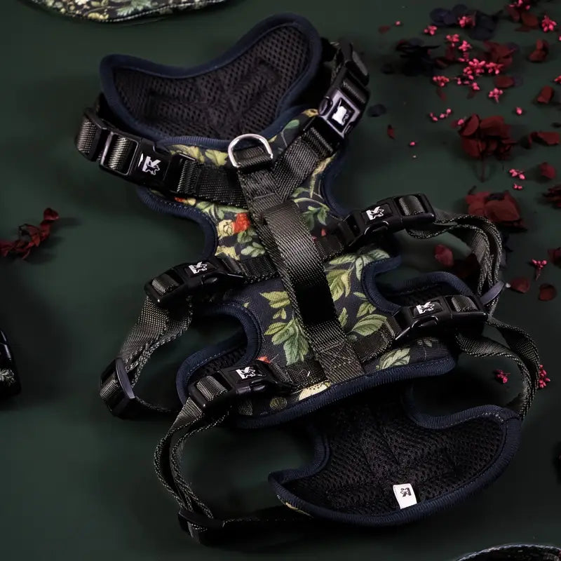 Adjustable Dog Harness Leash Bandana and Pet Collar Set MUVAYA