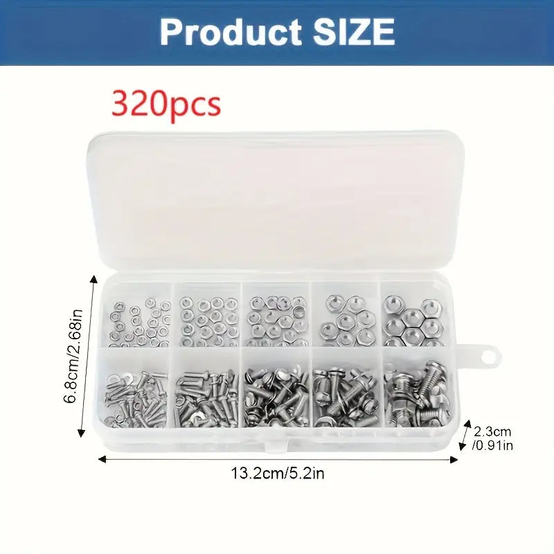 320pcs Metric Hex Nut & Bolt Set MUVAYA