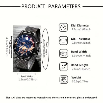 Men's Stylish Quartz Watch with Blue Dial MUVAYA