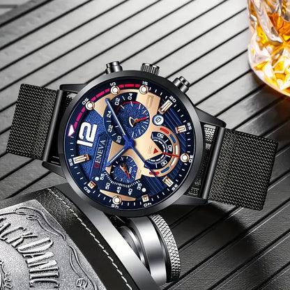 Men's Stylish Quartz Watch with Blue Dial MUVAYA