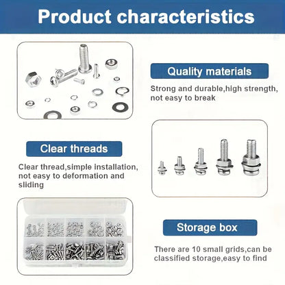 320pcs Metric Hex Nut & Bolt Set MUVAYA