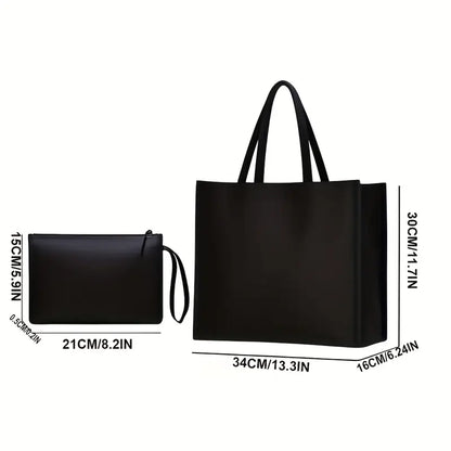 Chic Two-Piece Canvas Tote & Cosmetic Bag Set MUVAYA