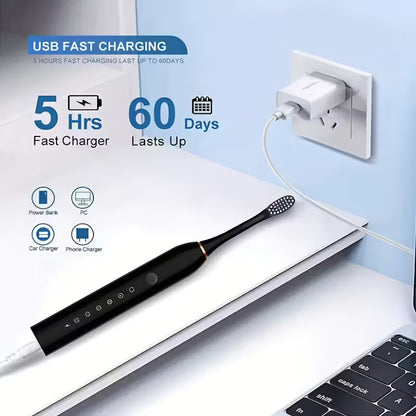 6-Speed Rechargeable Electric Toothbrush for Adults with Smart Timer MUVAYA