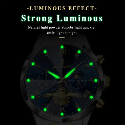 Men'S Luxury Steel Band Watch with Luminous Hands MUVAYA