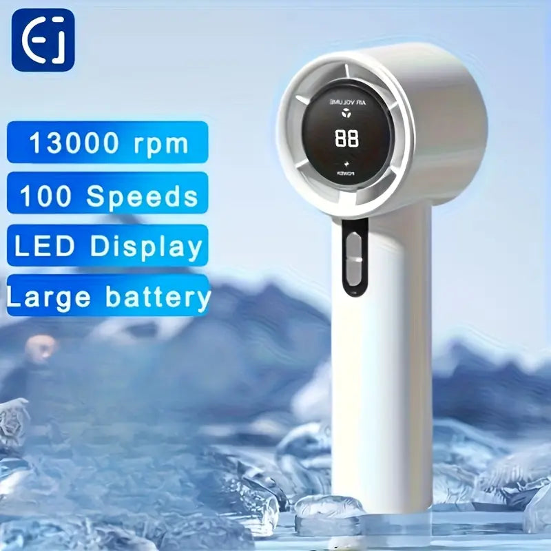 AI00 Handheld Turbo Fan 13000 RPM – High-Speed USB-C Portable Cooling Fan MUVAYA