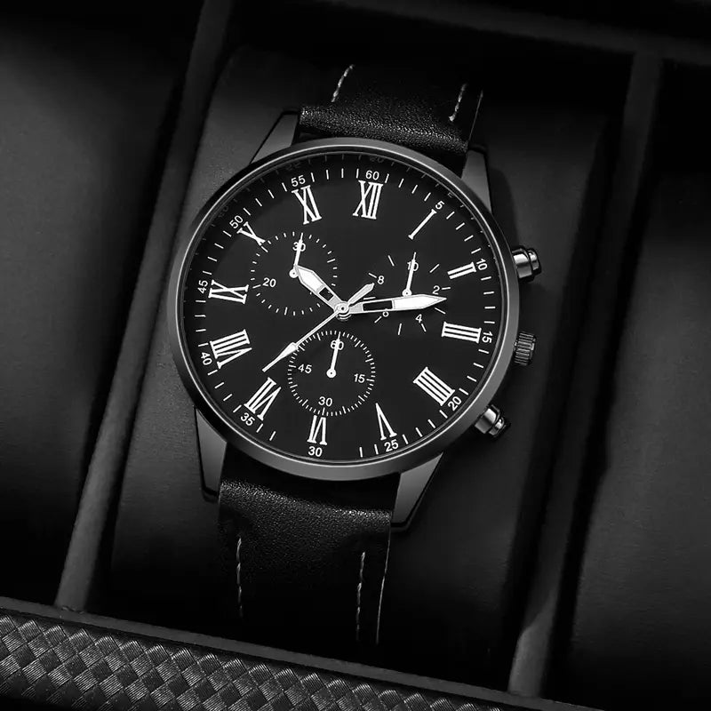 4pcs Men's Luxury Quartz Watch Set MUVAYA