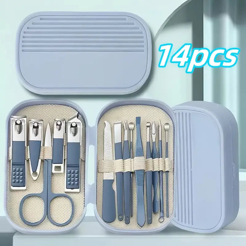 14pcs Nail Care Kit – Modern Concave Nail Clipper with Full Toe and Nail Tools MUVAYA