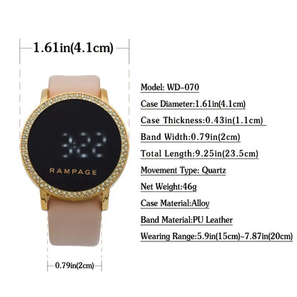 Round Smart Watch PU Leather Strap MUVAYA