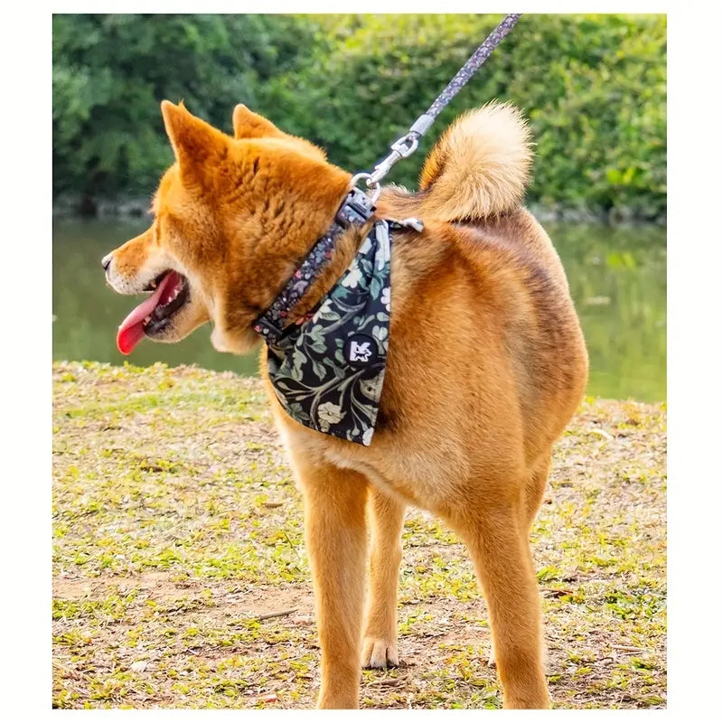 Adjustable Dog Harness Leash Bandana and Pet Collar Set MUVAYA