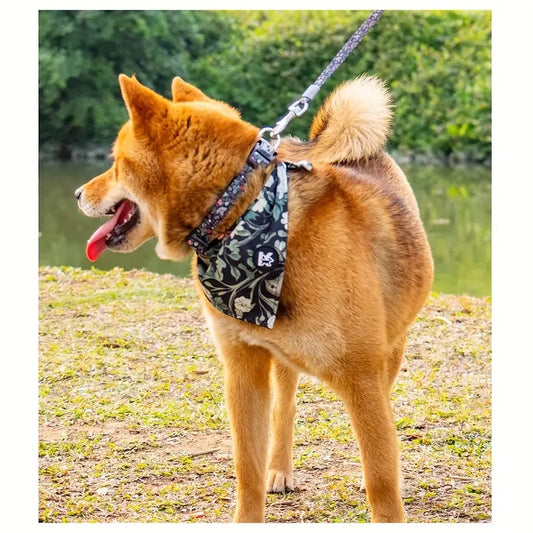 Adjustable Dog Harness Leash Bandana and Pet Collar Set MUVAYA