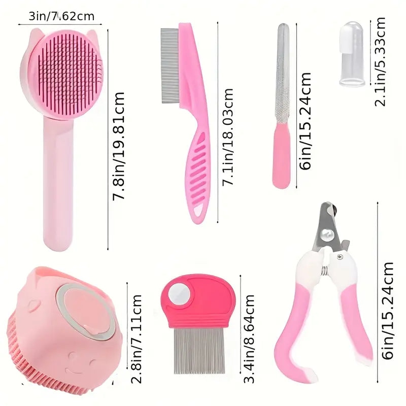 8pcs Cat Grooming Kit – Complete Pet Care Tools for Cats MUVAYA
