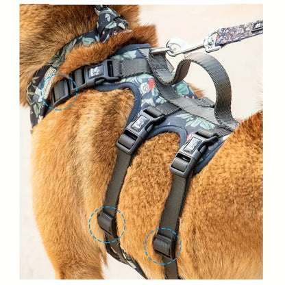 Adjustable Dog Harness Leash Bandana and Pet Collar Set MUVAYA