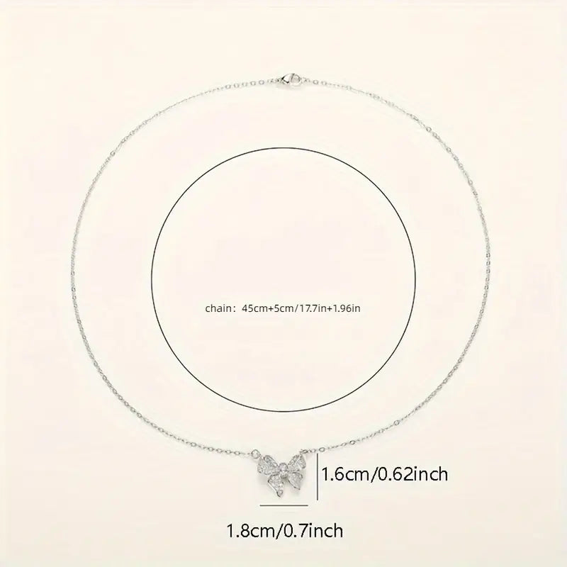 Elegant Bow Stud Earrings & Necklace Set MUVAYA