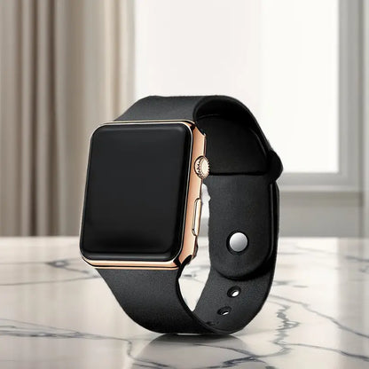 4pcs Women’s Elegant Square Digital Watches with Heart Charms MUVAYA