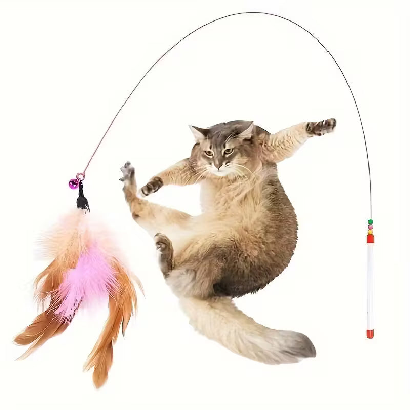 Interactive Cat Teasing Stick with Bells & Feather MUVAYA