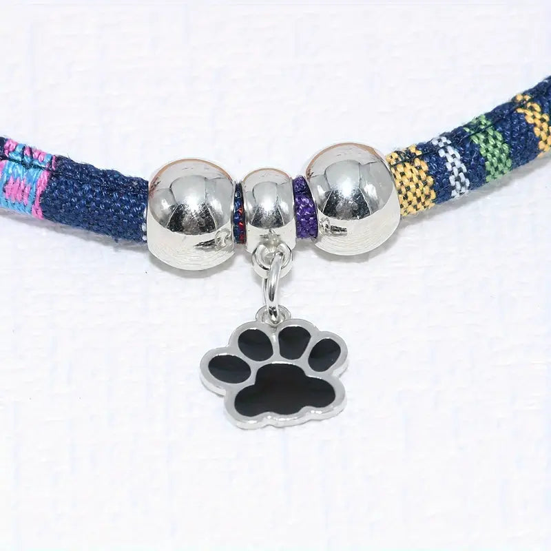 Nylon Pet Necklace with Colorful Paw Print MUVAYA