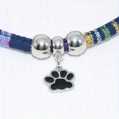 Nylon Pet Necklace with Colorful Paw Print MUVAYA