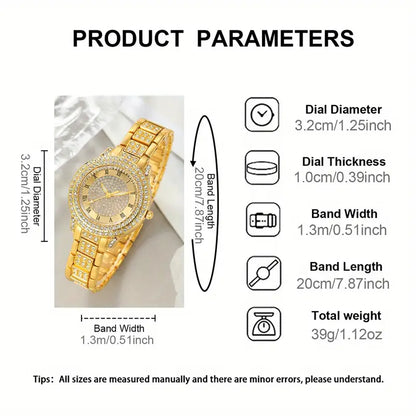 Round Elegant Luminous Quartz Watch with 5Pcs Jewelry Set MUVAYA