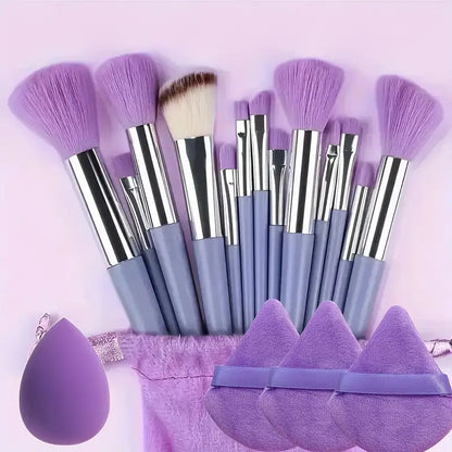 17pcs Makeup Brush Set – Complete Kit with Puffs & Blender MUVAYA