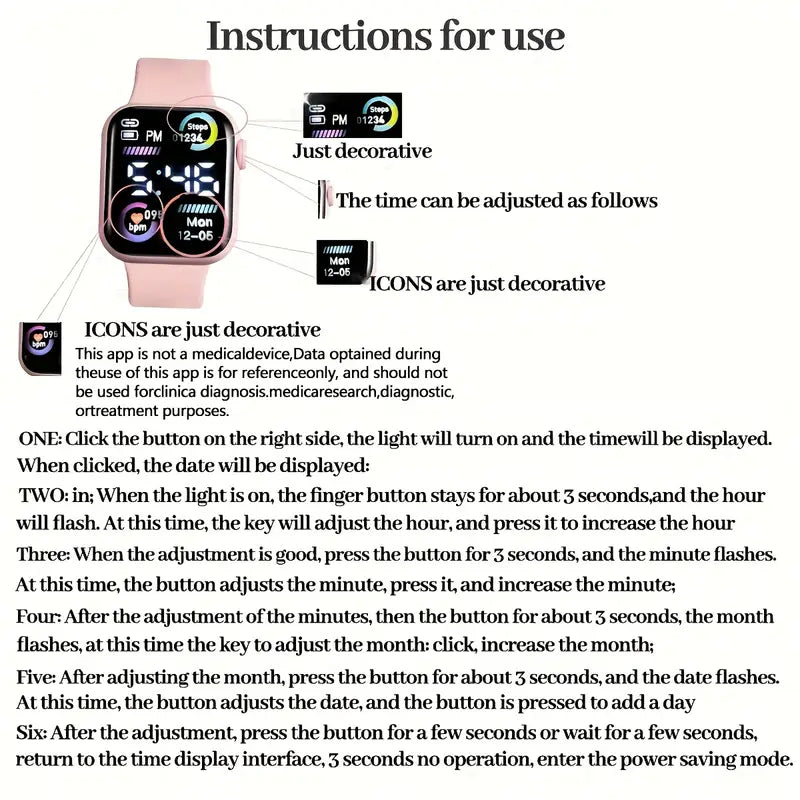 6pcs Women's & Teen Girls Elegant Smart Watch Set MUVAYA