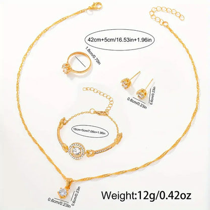 Round Elegant Luminous Quartz Watch with 5Pcs Jewelry Set MUVAYA