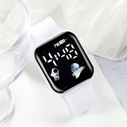 4pcs Women’s Sports Fashion Silicone Watch and Astronaut Bracelet Set MUVAYA