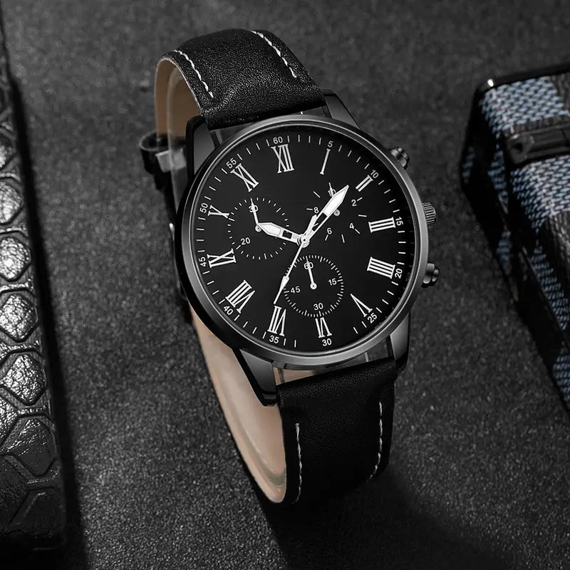 4pcs Men's Luxury Quartz Watch Set MUVAYA