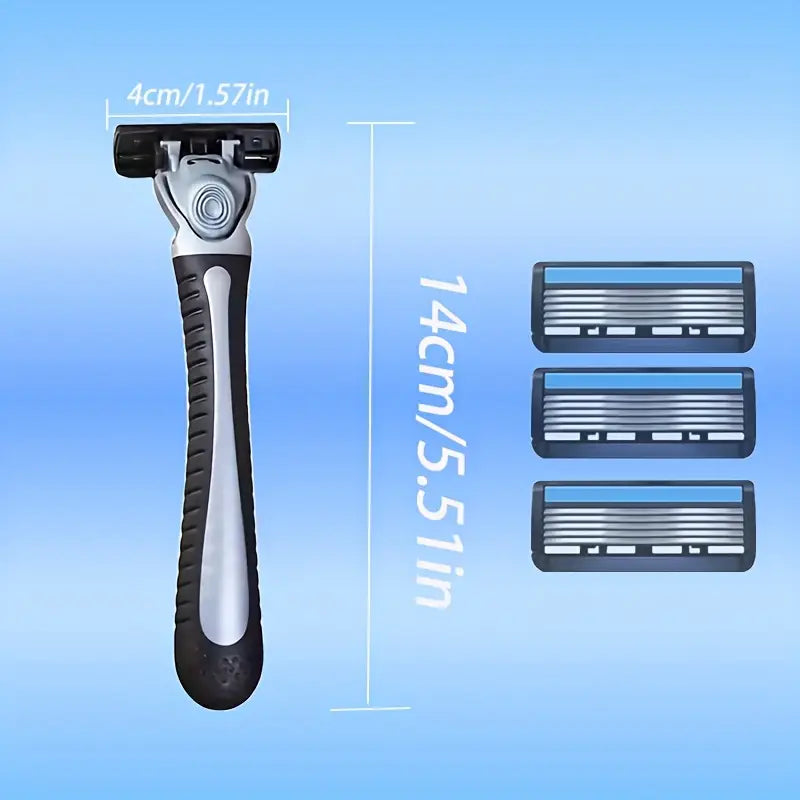 Men's Double-Edged Stainless Steel Razor with 6-Layer Blades MUVAYA