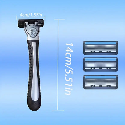 Men's Double-Edged Stainless Steel Razor with 6-Layer Blades MUVAYA