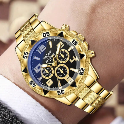 Men's Fashionable Simple Mixed Scale Three Eye Dial Quartz Watch - MUVAYA