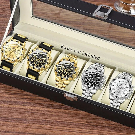 Men's Fashionable Simple Mixed Scale Three Eye Dial Quartz Watch - MUVAYA